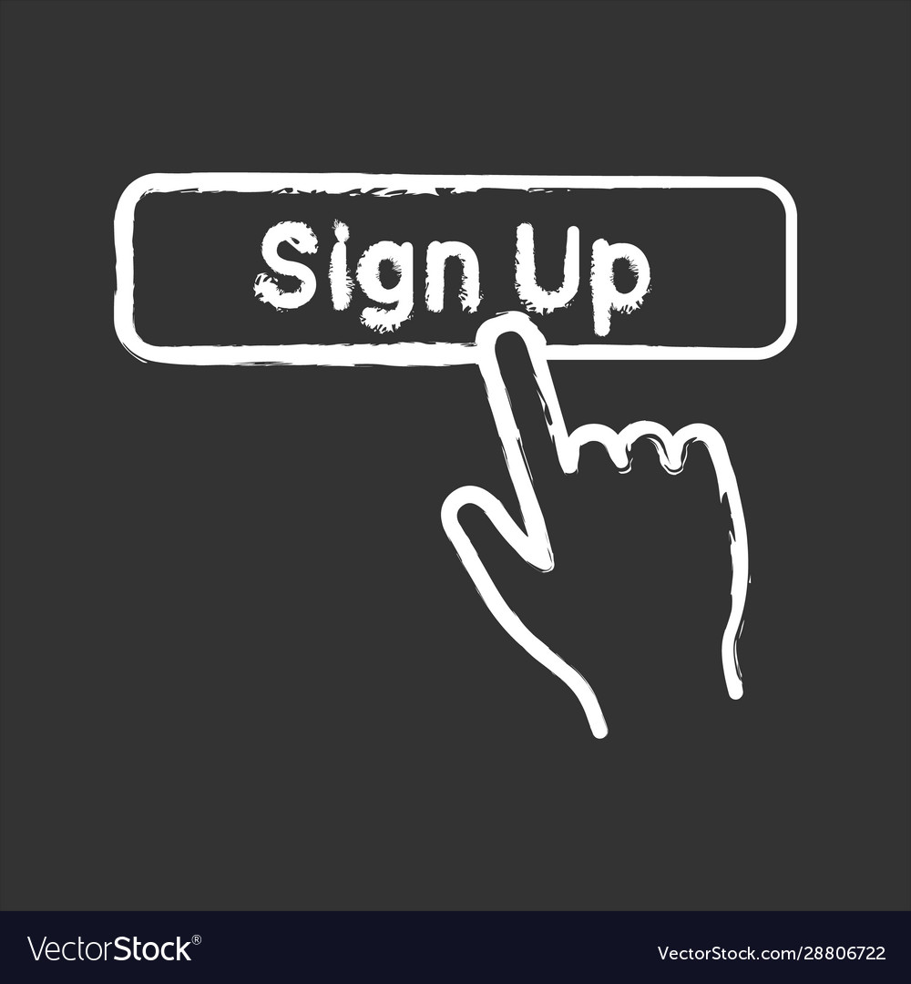 Sign up button click chalk icon vector image Sign up button click chalk icon