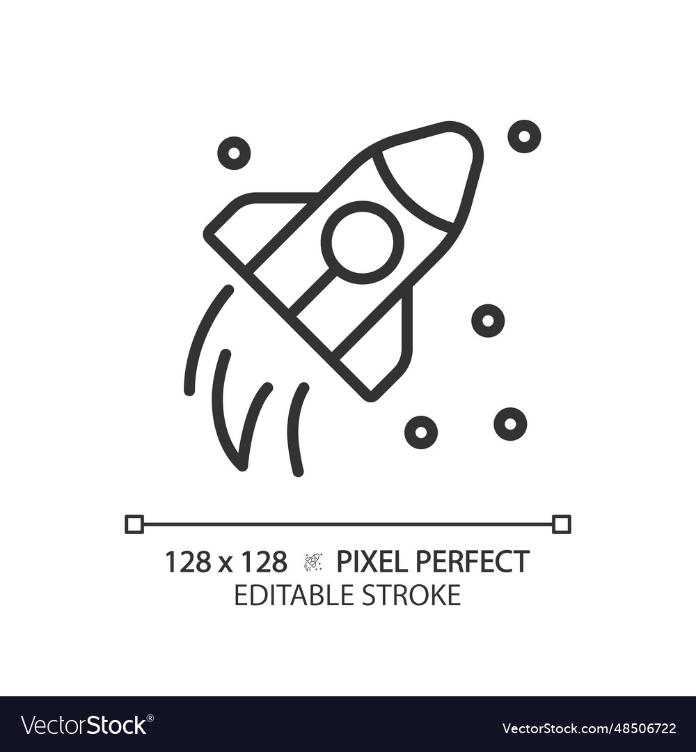 Space travel pixel perfect linear icon Royalty Free Vector