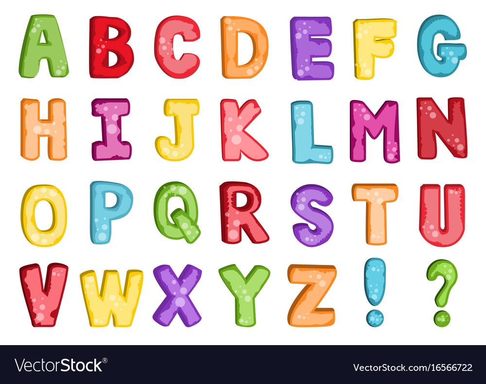 Stylized colorful font and alphabet Royalty Free Vector