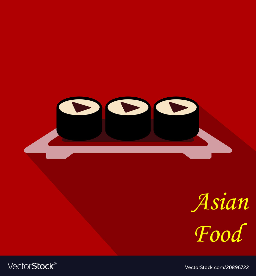 Sushi icon in a flat style with shadow