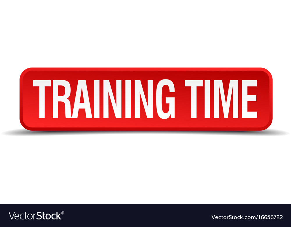 Training time red 3d square button isolated