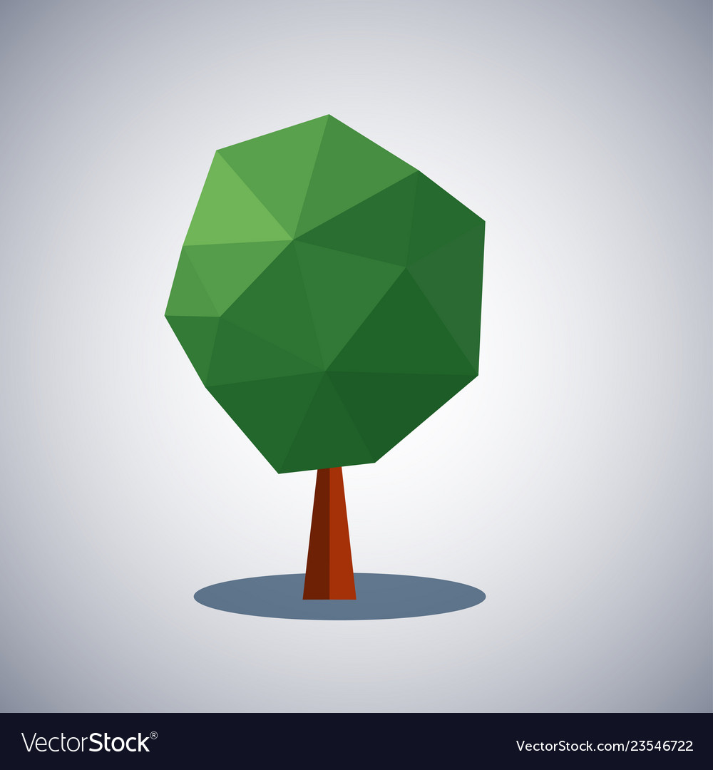 Tree low poly style design element vector image Tree low poly style design element