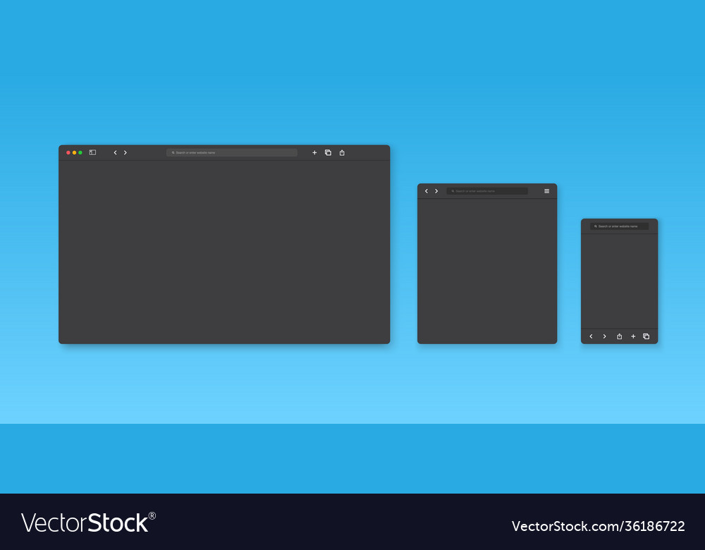 Web browser window template website vector image Web browser window template website
