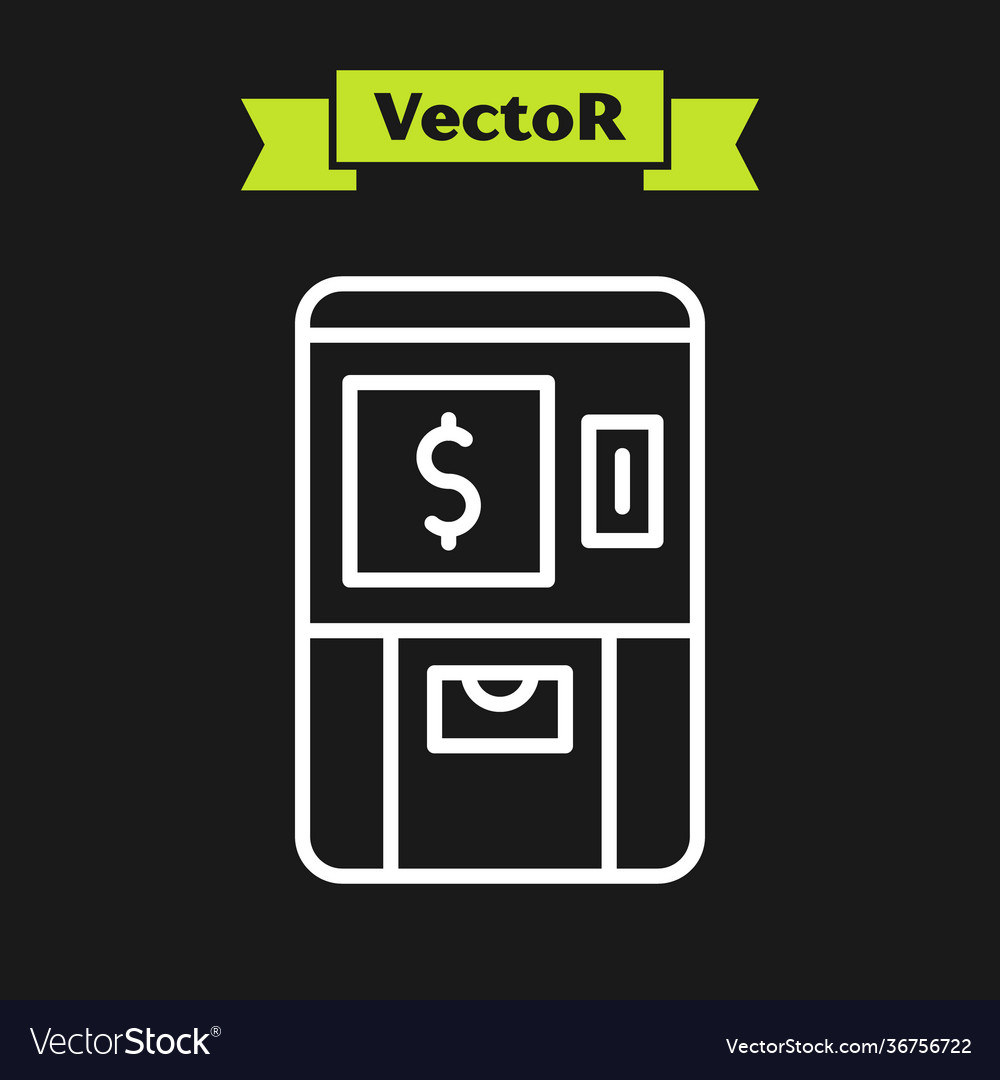 White line atm - automated teller machine vector image White line atm - automated teller machine