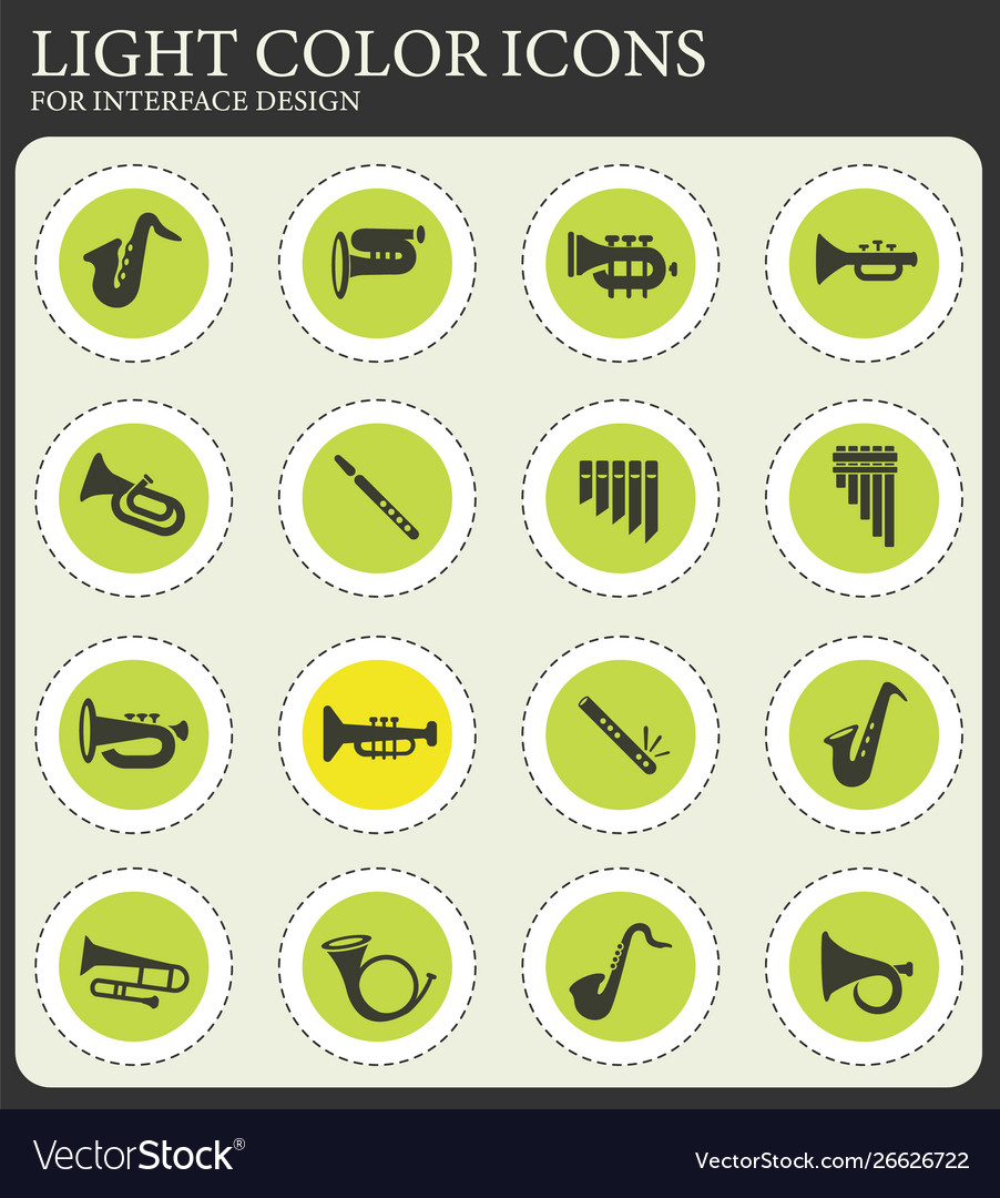 Wind instruments icon set