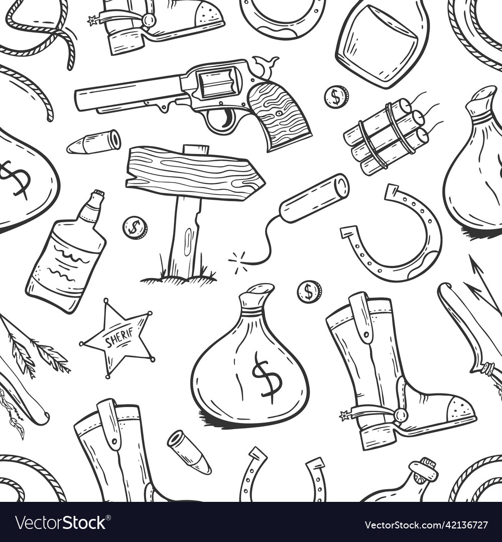 A pattern with elements of the wild west Vector Image A pattern with elements of the wild west