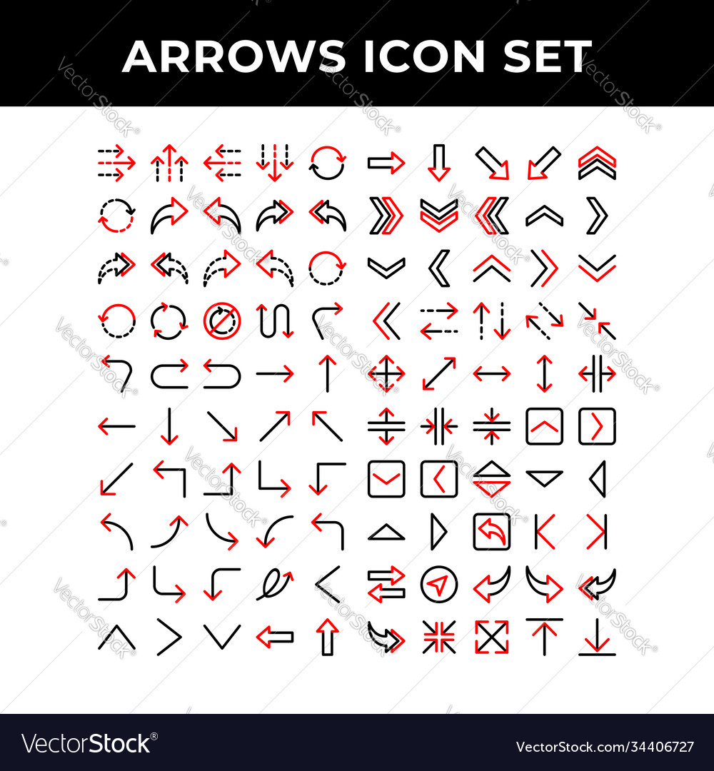 Arrows icon set include up down left right vector image Arrows icon set include up down left right