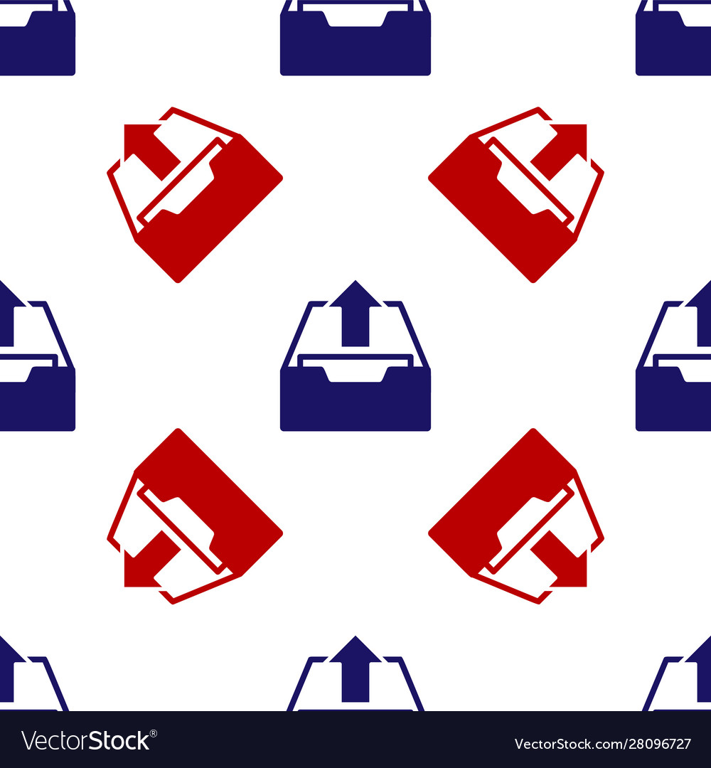 Blue and red upload inbox icon isolated seamless vector image Blue and red upload inbox icon isolated seamless