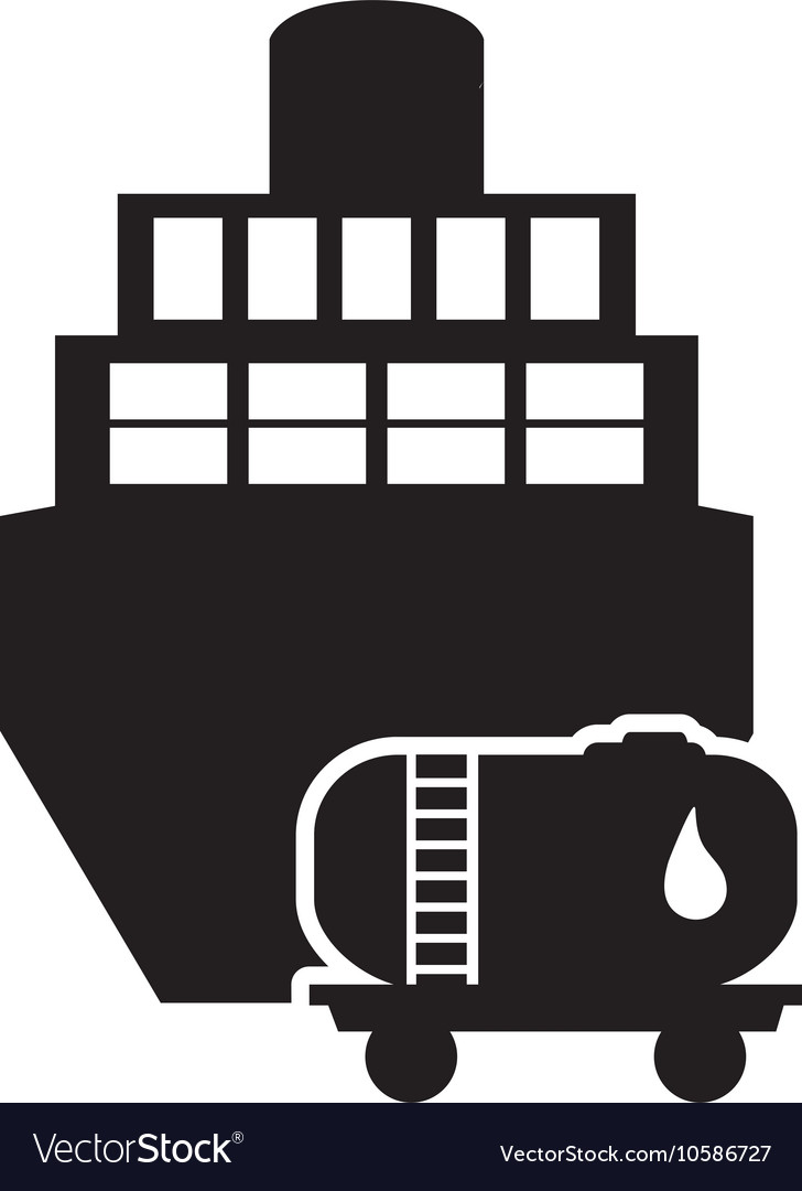 Cargo ship and fuel tank icon