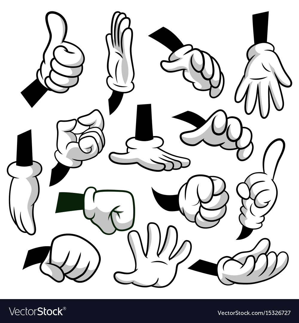 Cartoon hands with gloves icon set isolated Vector Image