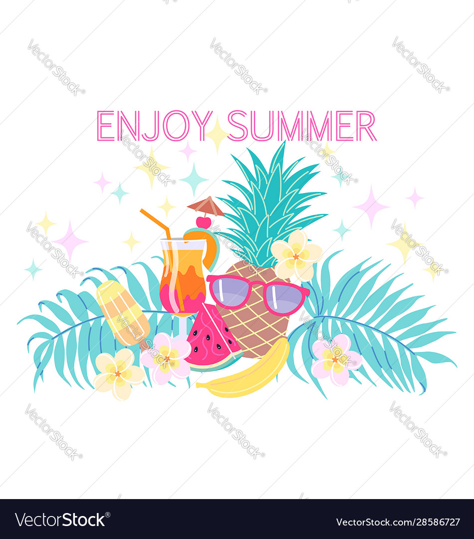 Colorful Enjoy Summer Composition Royalty Free Vector Image