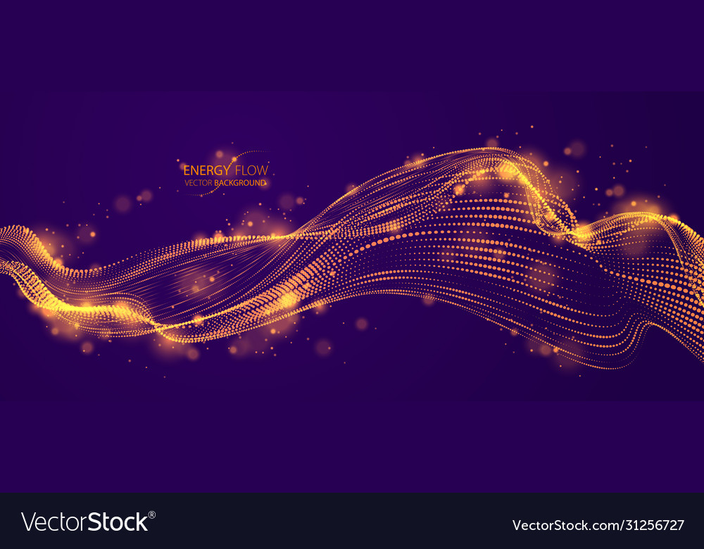 Dynamic particles sound wave flowing over dark vector image Dynamic particles sound wave flowing over dark