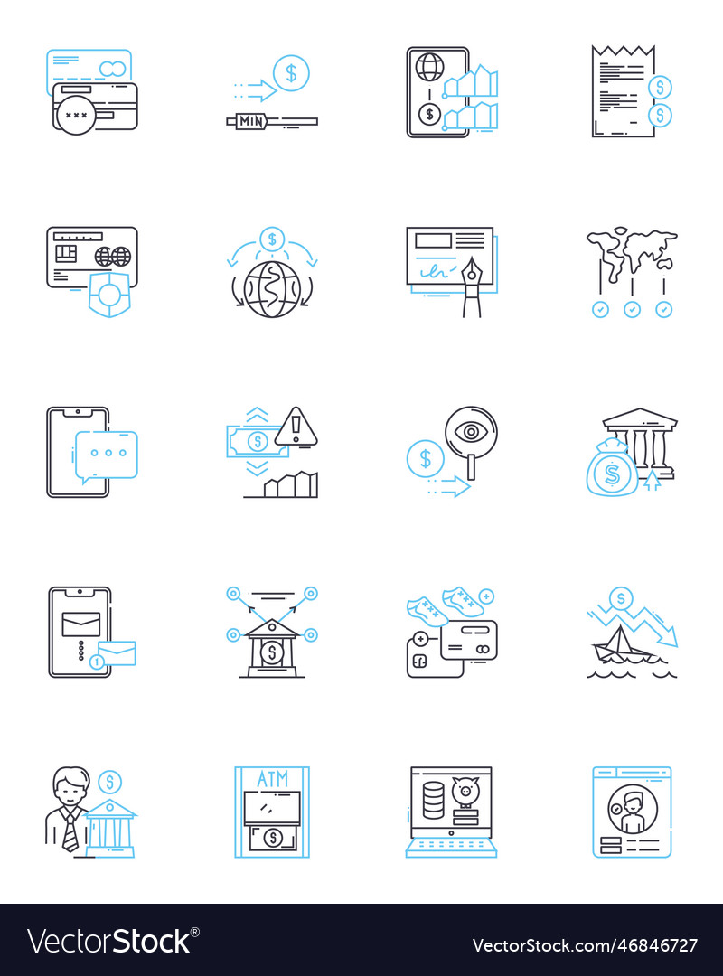 E-banking linear icons set digital transactions vector image E-banking linear icons set digital transactions