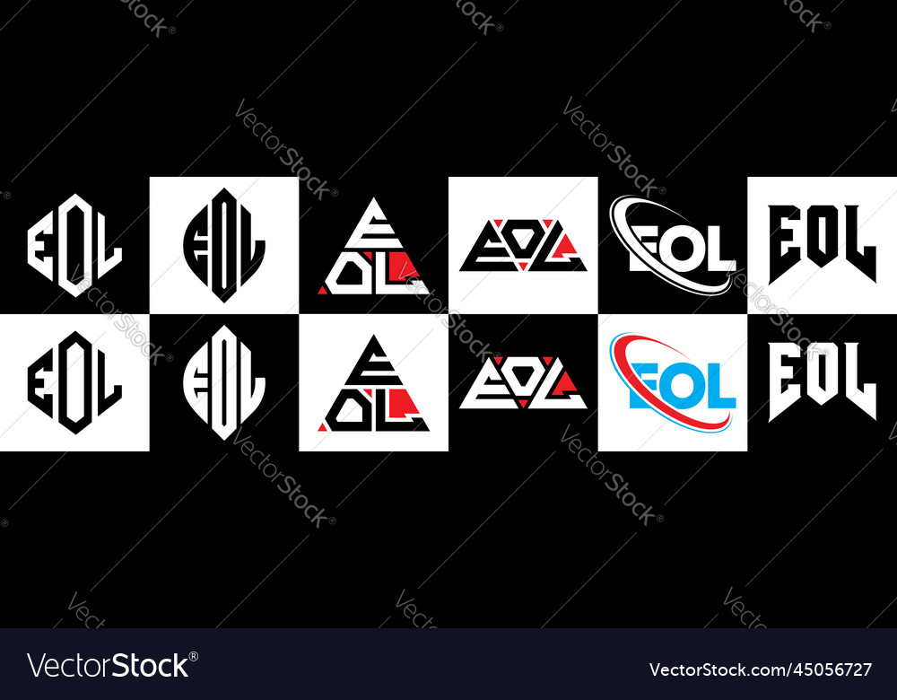 Eol letter logo design in six style polygon