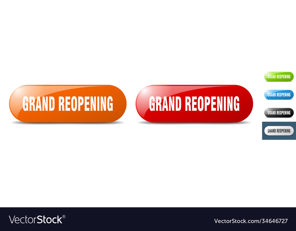 Grand reopening button key sign push set