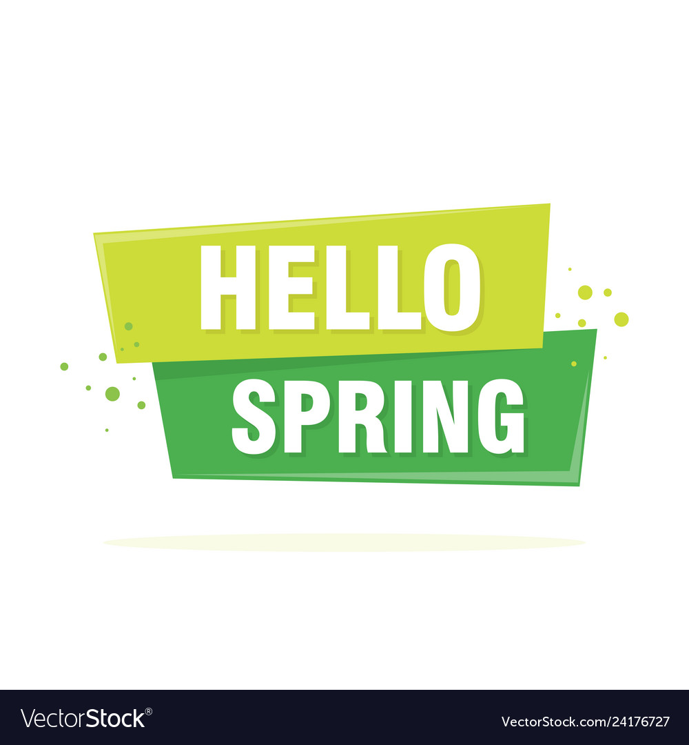 Hello spring lettering design in green vector image Hello spring lettering design in green
