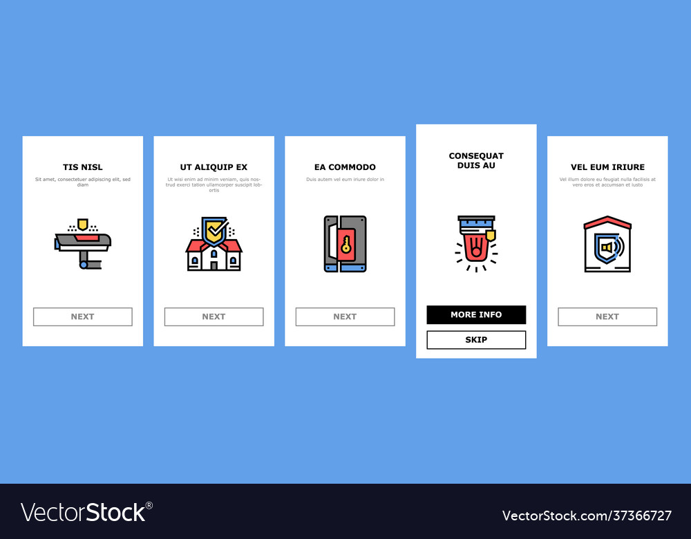 Home security device onboarding icons set