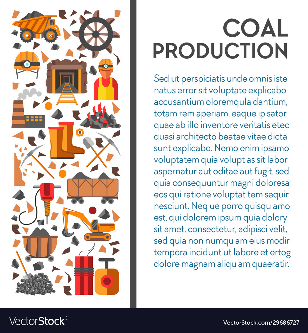 Mine industry coal mining poster machinery Vector Image