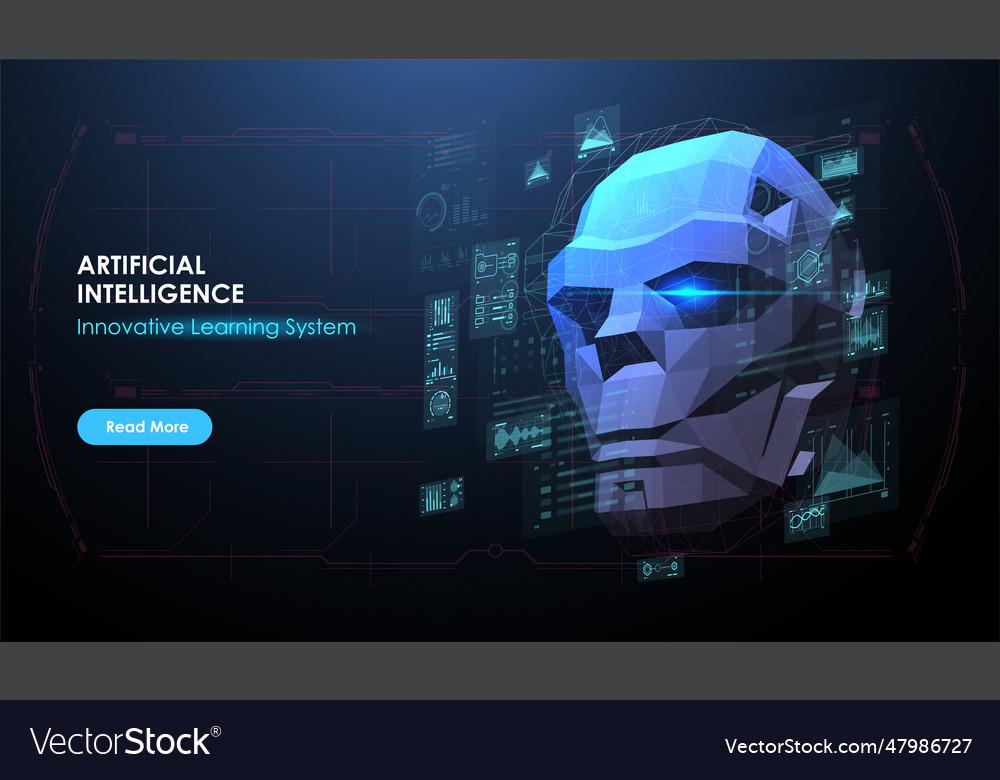 Robot head created in low poly style ai