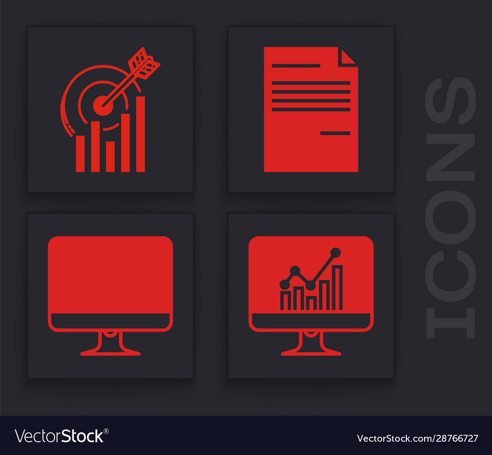 Set computer monitor with graph chart target