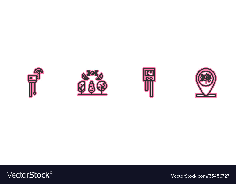 Set line router and wi-fi signal temperature vector image Set line router and wi-fi signal temperature