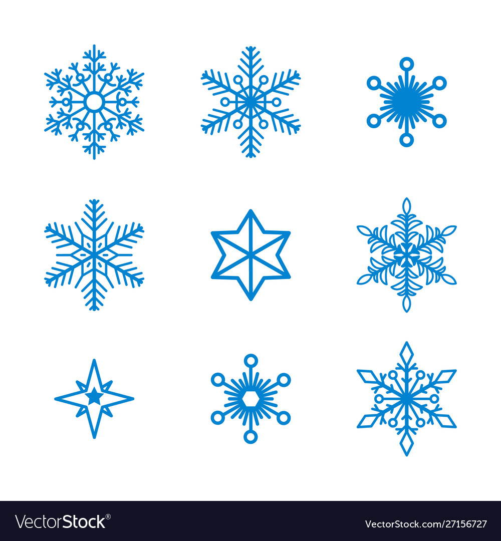 Set snowflakes isolated on background vector image Set snowflakes isolated on background