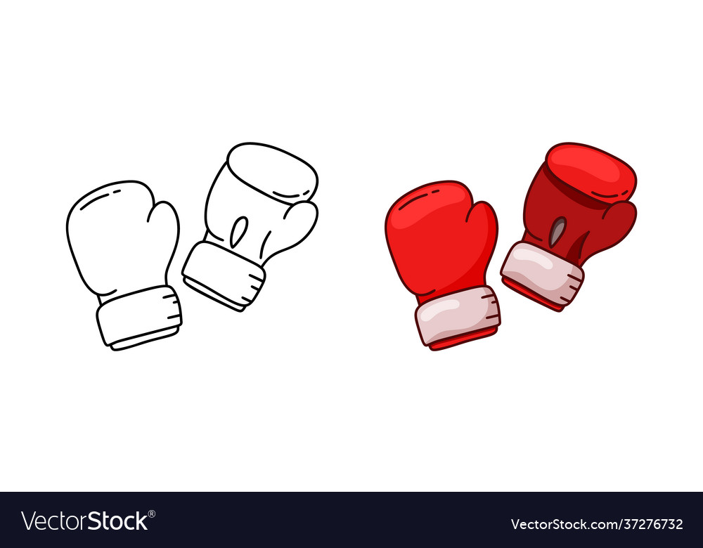 Stick figure with boxing gloves, hand drawn icon of punching