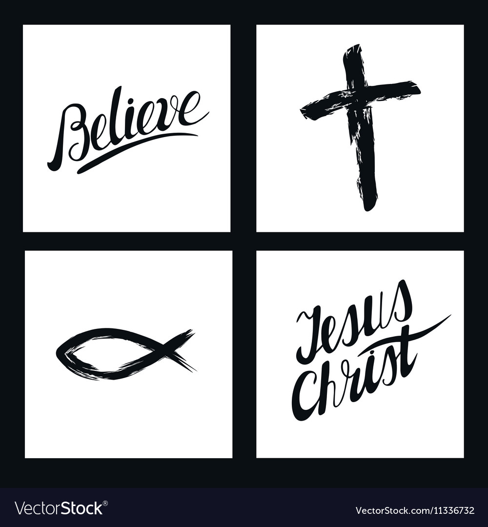 Christian Symbols Cross Made Hand Believe Vector Image