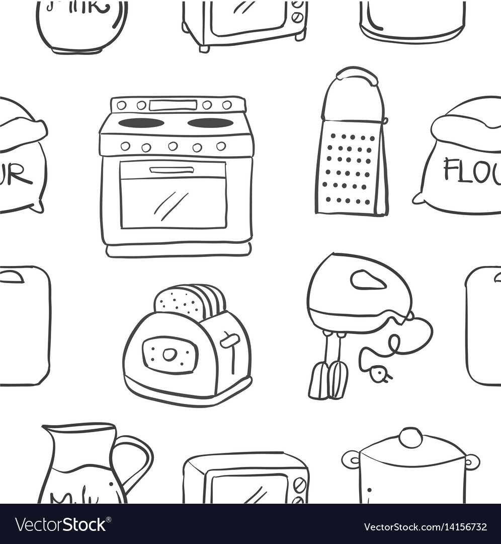 Collection stock kitchen equipment doodles Vector Image