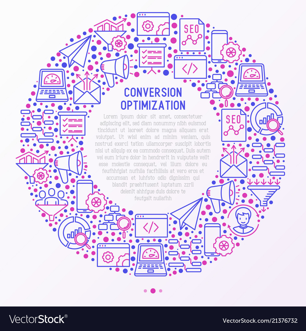 Conversion optimization concept in circle vector image Conversion optimization concept in circle