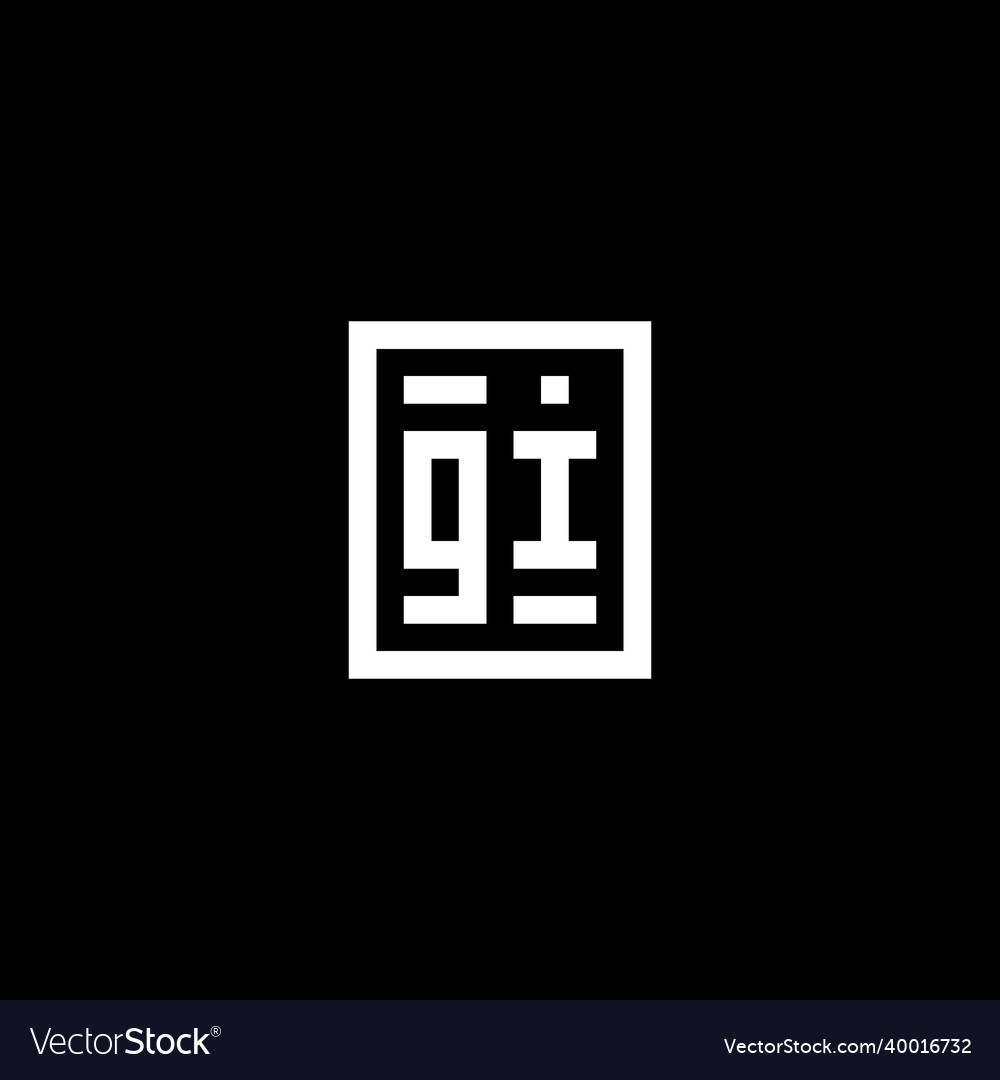 Gi initial logo with square rectangular shape Vector Image Gi initial logo with square rectangular shape