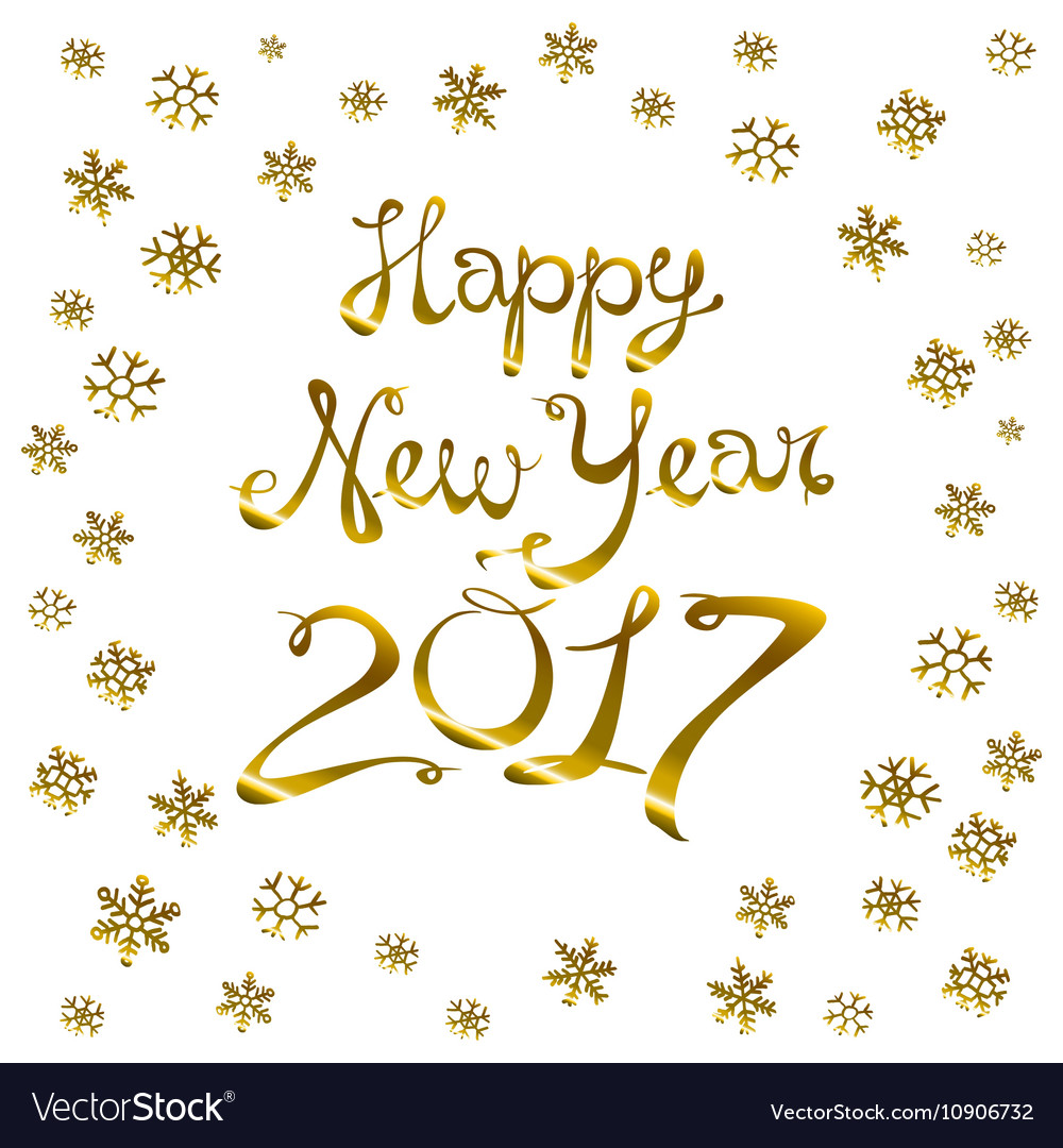 Happy new year card gold template over black