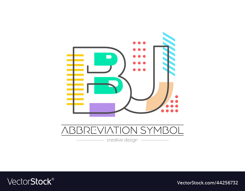 Letters b and j merging of two initials vector image Letters b and j merging of two initials