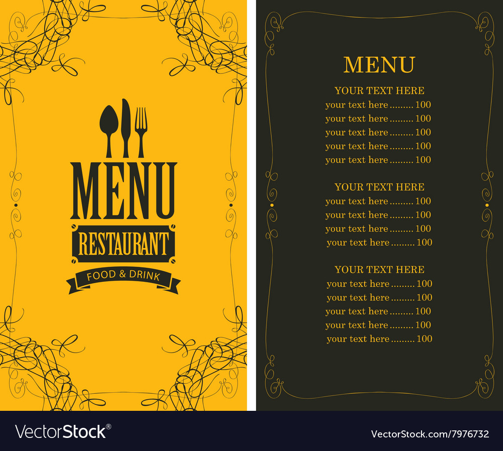 Menu for the restaurant Royalty Free Vector Image