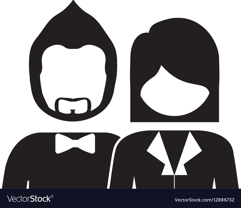 Monochrome silhouette with half body couple