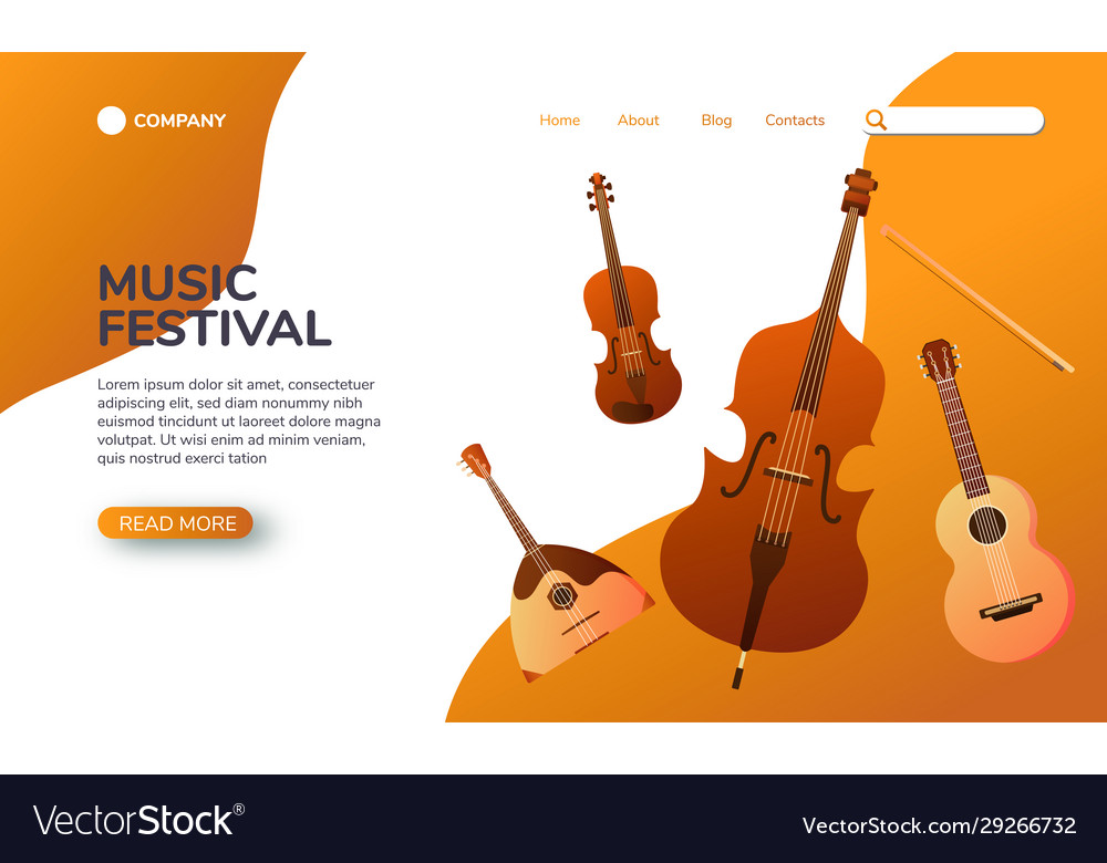 Musical landing page stringed instruments vector image Musical landing page stringed instruments