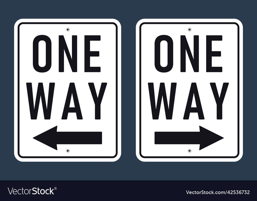 One way sign right and left road direction arrow Vector Image