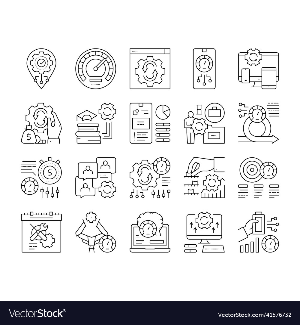 Optimize operations collection icons set