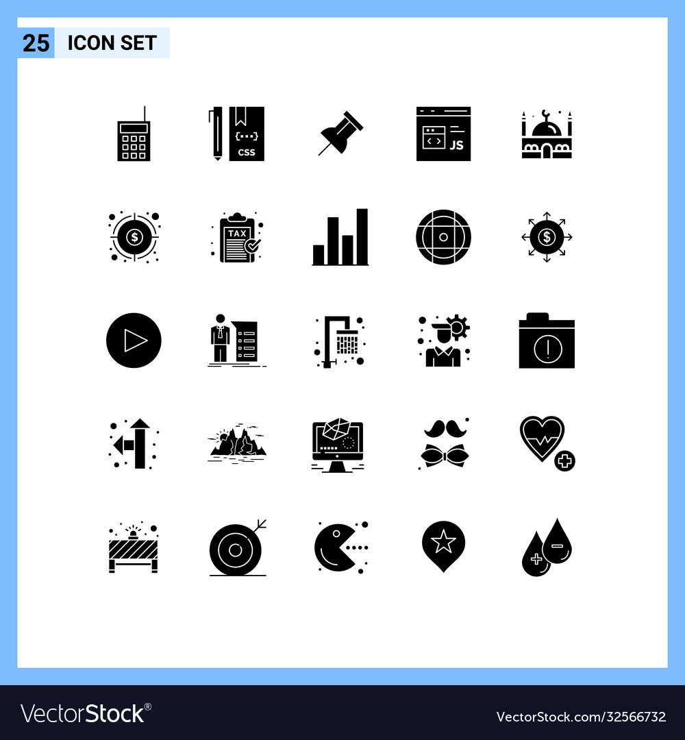 Pictograph set 25 simple solid glyphs js