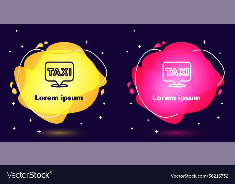 Set line map pointer with taxi icon isolated vector image Set line map pointer with taxi icon isolated