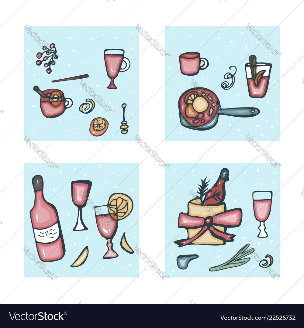 Set of mulled wine elements and objects Vector Image Set of mulled wine elements and objects
