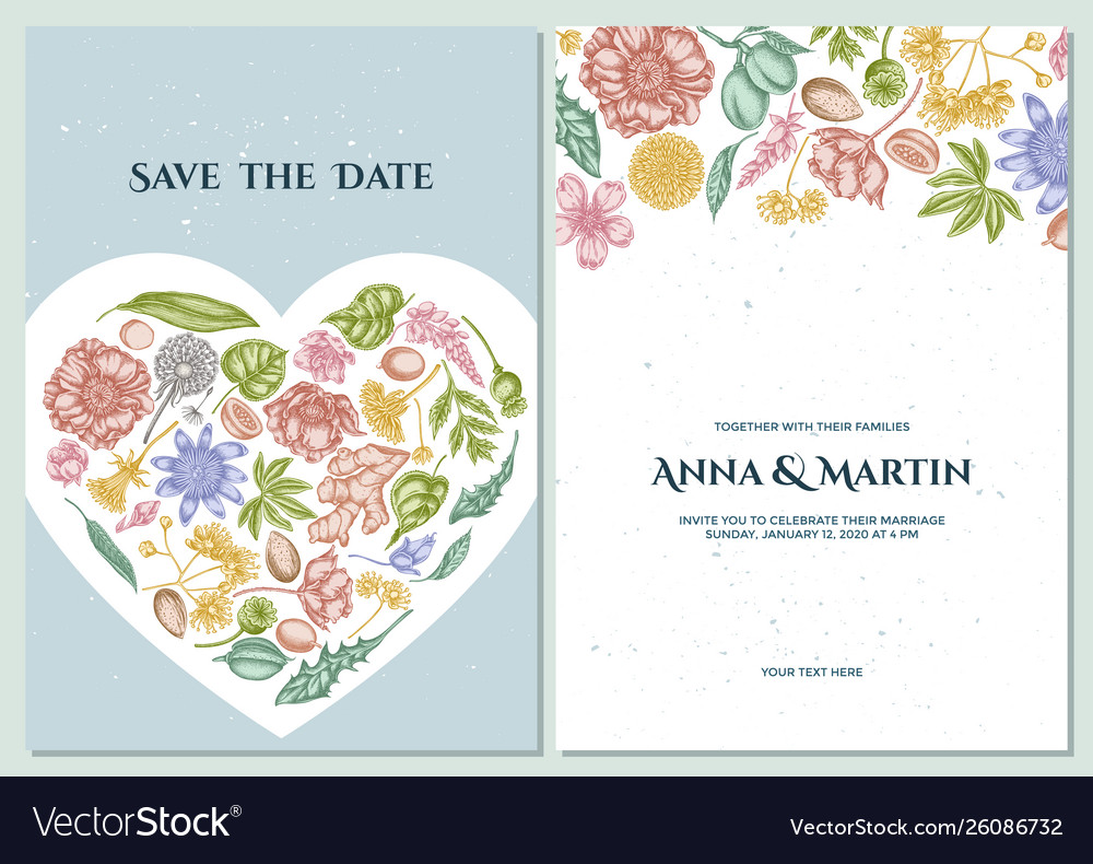 Wedding invitation card with pastel almond