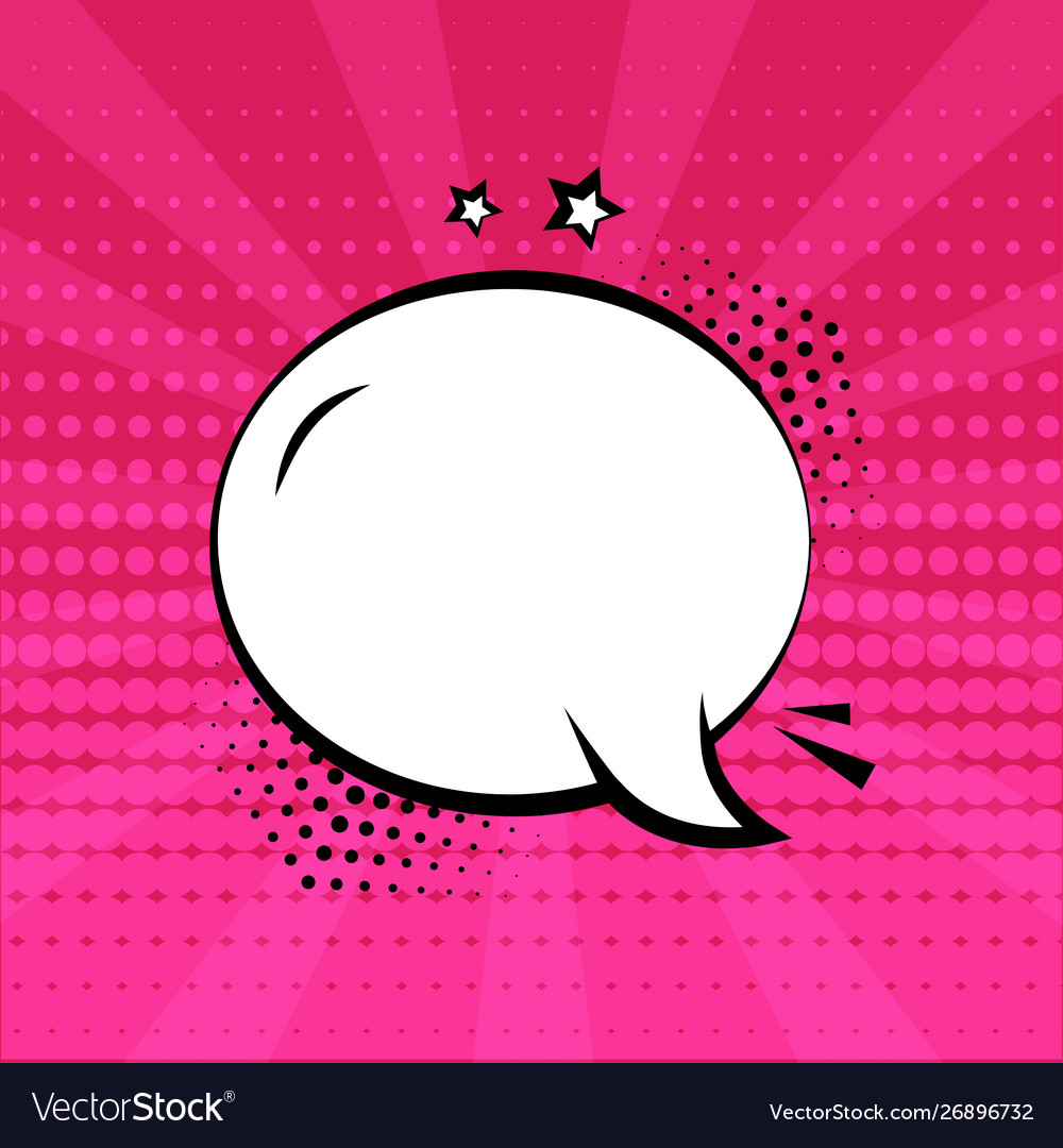 White empty speech bubble with stars and halftone
