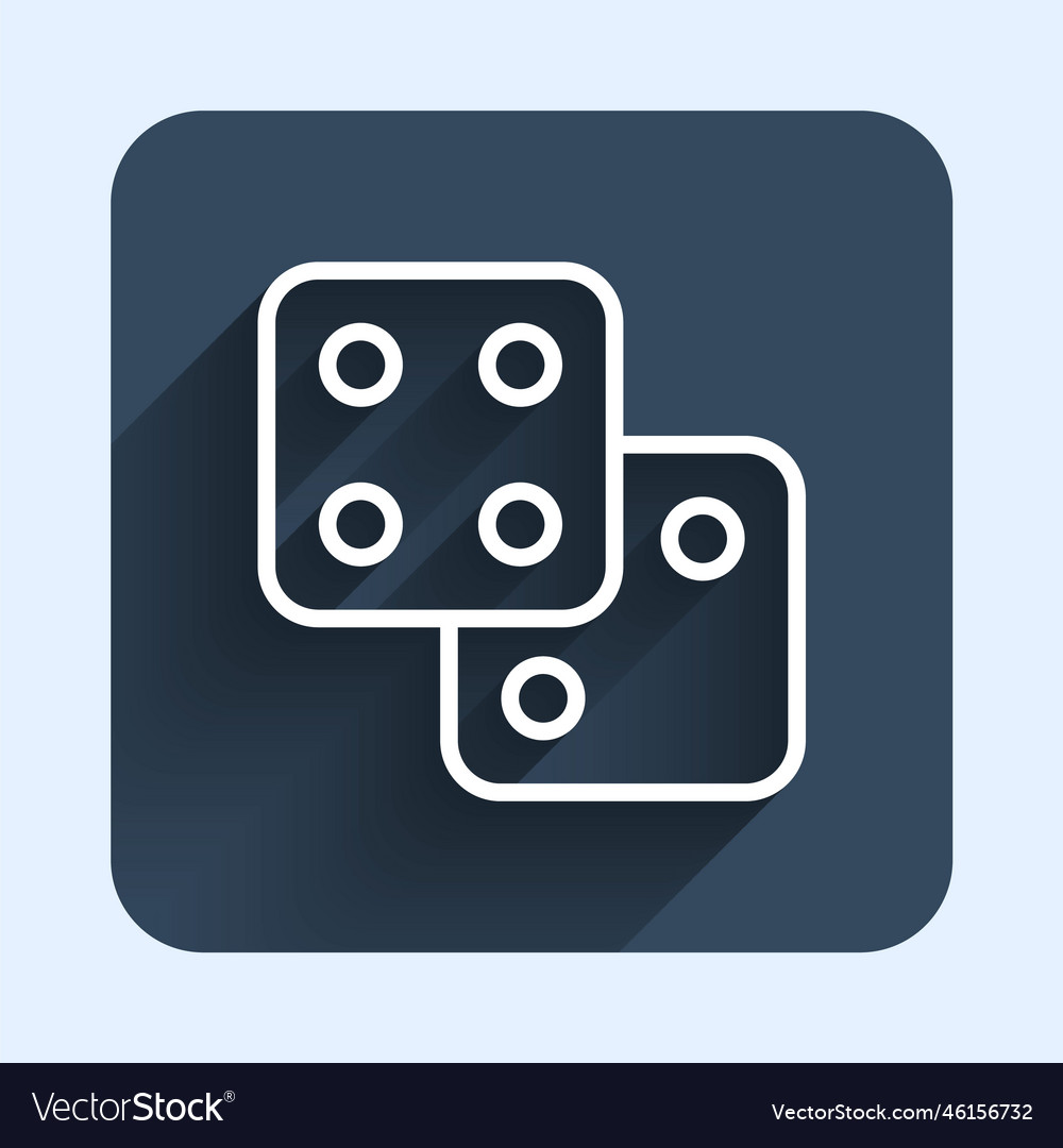 White line game dice icon isolated with long