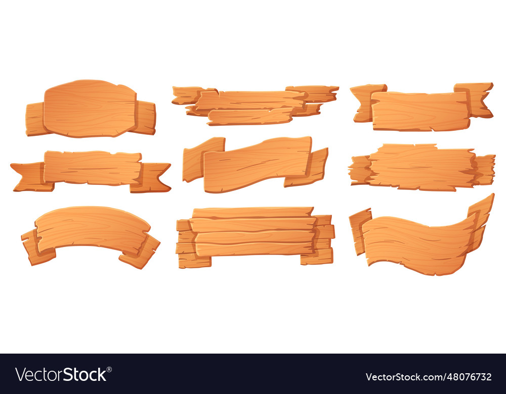 Wooden banners wood boards banner board Royalty Free Vector