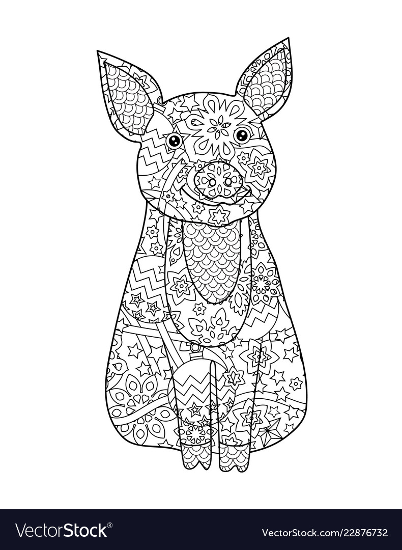 Zentangle Pig New Year Symbol