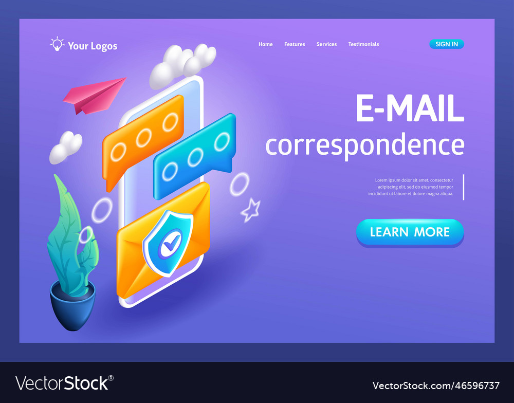 3d isometric cartoonreliable protection of email Vector Image