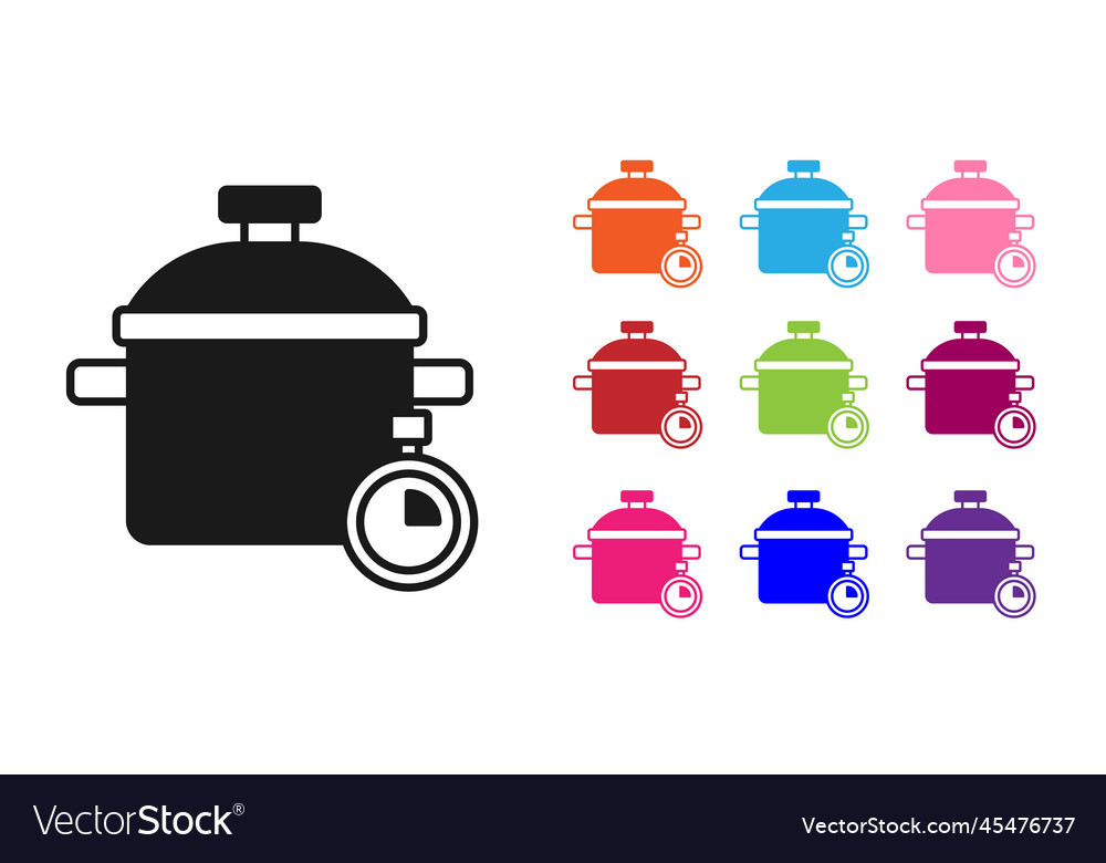 Black cooking pot icon isolated on white