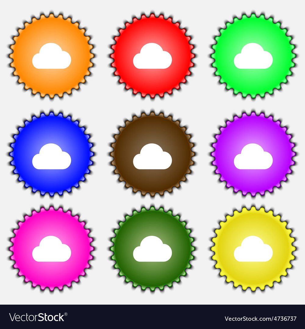 Cloud icon sign a set of nine different colored