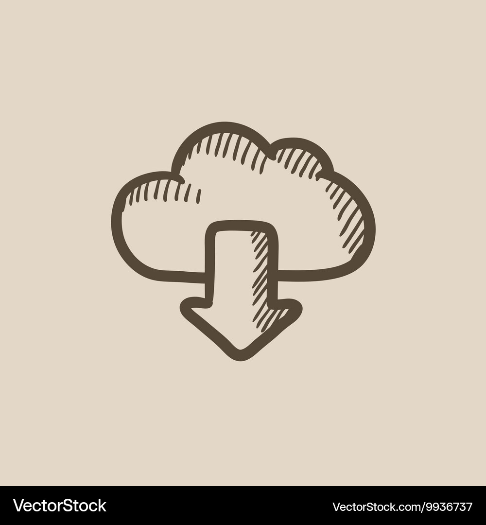 Cloud with arrow down sketch icon Royalty Free Vector Image